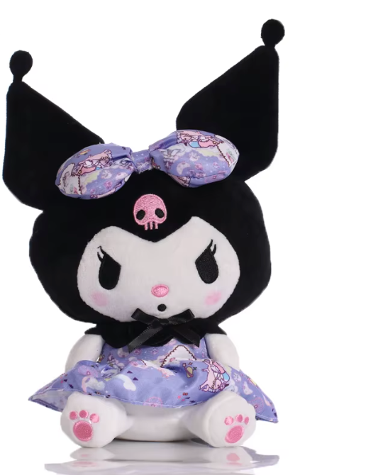 peluche kuromi vestido morado 29cm