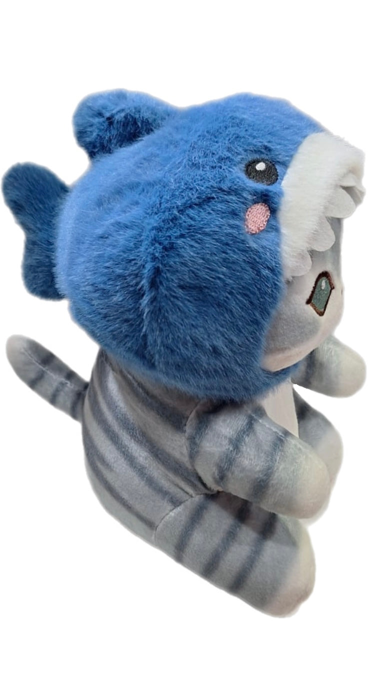 peluche gato tiburon azul 22cm