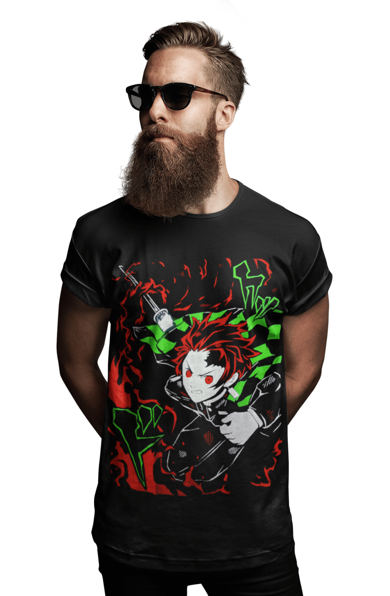 Polera Tanjiro Kamado fuego Kimetsu No Yaiba - amplitudmodulada